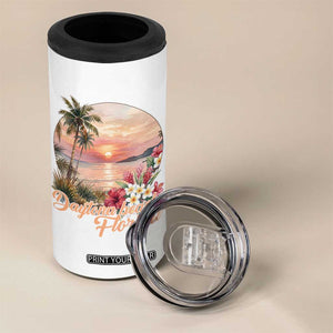 Daytona Beach Florida 4 in 1 Can Cooler Tumbler Tropical Palm Tree Ocean Travel Gift TS12 Print Your Wear