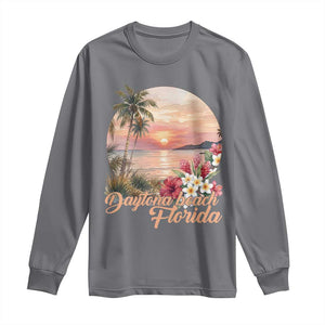 Daytona Beach Florida Long Sleeve Shirt Tropical Palm Tree Ocean Travel Gift TS12 Charcoal Print Your Wear