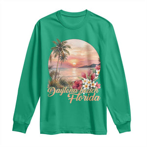 Daytona Beach Florida Long Sleeve Shirt Tropical Palm Tree Ocean Travel Gift TS12 Irish Green Print Your Wear