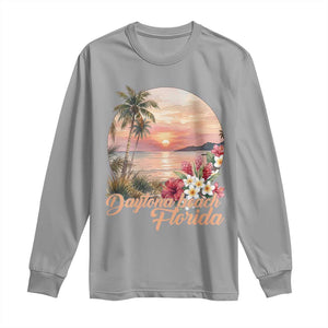 Daytona Beach Florida Long Sleeve Shirt Tropical Palm Tree Ocean Travel Gift TS12 Sport Gray Print Your Wear