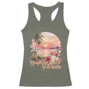 Daytona Beach Florida Racerback Tank Top Tropical Palm Tree Ocean Travel Gift TS12 Military Green Print Your Wear