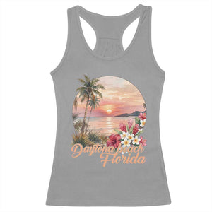 Daytona Beach Florida Racerback Tank Top Tropical Palm Tree Ocean Travel Gift TS12 Sport Gray Print Your Wear