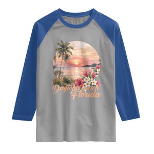 Daytona Beach Florida Raglan Shirt Tropical Palm Tree Ocean Travel Gift TS12 Sport Gray Royal Print Your Wear