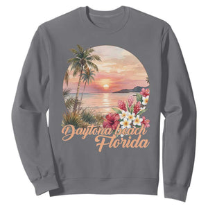 Daytona Beach Florida Sweatshirt Tropical Palm Tree Ocean Travel Gift TS12 Charcoal Print Your Wear