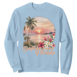 Daytona Beach Florida Sweatshirt Tropical Palm Tree Ocean Travel Gift TS12 Light Blue Print Your Wear