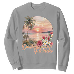 Daytona Beach Florida Sweatshirt Tropical Palm Tree Ocean Travel Gift TS12 Sport Gray Print Your Wear