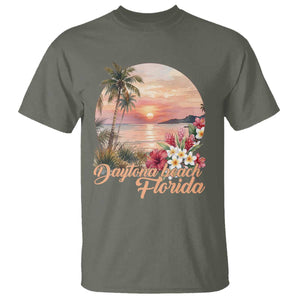 Daytona Beach Florida T Shirt Tropical Palm Tree Ocean Travel Gift TS12 Military Green Print Your Wear