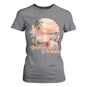 Daytona Beach Florida T Shirt For Women Tropical Palm Tree Ocean Travel Gift TS12 Charcoal Print Your Wear