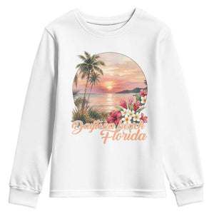 Daytona Beach Florida Youth Sweatshirt Tropical Palm Tree Ocean Travel Gift TS12 White Print Your Wear