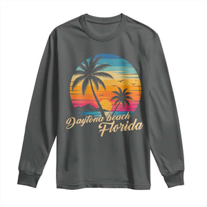 Vintage Daytona Beach Florida Long Sleeve Shirt Summer Vacation Graphic TS12 Dark Heather Print Your Wear