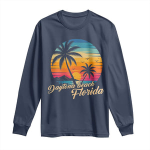 Vintage Daytona Beach Florida Long Sleeve Shirt Summer Vacation Graphic TS12 Navy Print Your Wear