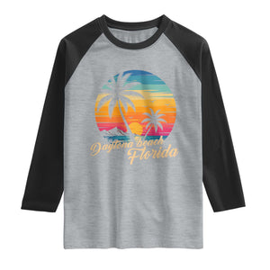 Vintage Daytona Beach Florida Raglan Shirt Summer Vacation Graphic TS12 Heather Gray Black Print Your Wear