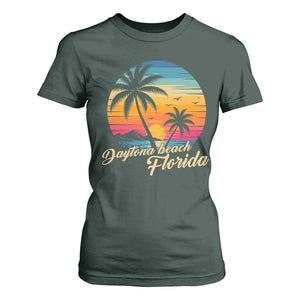 Vintage Daytona Beach Florida T Shirt For Women Summer Vacation Graphic TS12 Dark Forest Green Print Your Wear