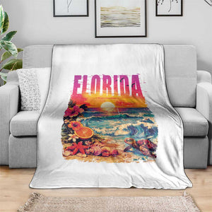 Retro Florida Beach Throw Blanket Summer Vacation Gift TS12 Print Your Wear