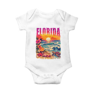 Retro Florida Beach Baby Onesie Summer Vacation Gift TS12 White Print Your Wear