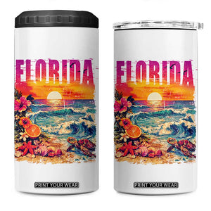 Retro Florida Beach 4 in 1 Can Cooler Tumbler Summer Vacation Gift