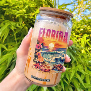 Retro Florida Beach Glass Can Summer Vacation Gift