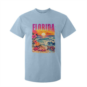 Retro Florida Beach T Shirt For Kid Summer Vacation Gift TS12 Light Blue Print Your Wear