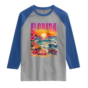Retro Florida Beach Raglan Shirt Summer Vacation Gift