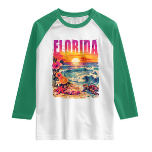 Retro Florida Beach Raglan Shirt Summer Vacation Gift