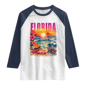 Retro Florida Beach Raglan Shirt Summer Vacation Gift