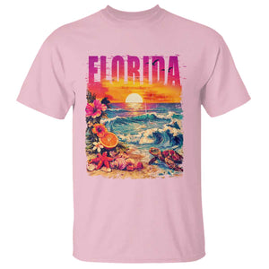 Retro Florida Beach T Shirt Summer Vacation Gift TS12 Light Pink Print Your Wear