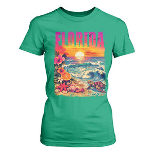 Retro Florida Beach T Shirt For Women Summer Vacation Gift TS12 Irish Green Print Your Wear