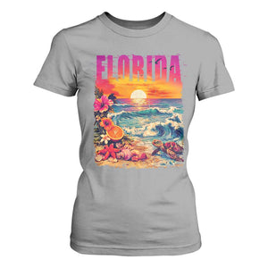 Retro Florida Beach T Shirt For Women Summer Vacation Gift TS12 Sport Gray Print Your Wear