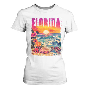 Retro Florida Beach T Shirt For Women Summer Vacation Gift TS12 White Print Your Wear
