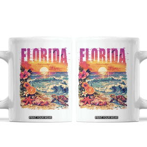 Retro Florida Beach Coffee Mug Summer Vacation Gift