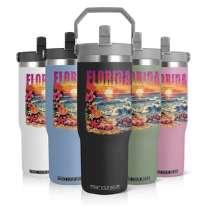 Retro Florida Beach Flip Straw Tumbler Summer Vacation Gift TS12 Print Your Wear