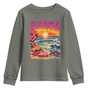 Retro Florida Beach Youth Sweatshirt Summer Vacation Gift