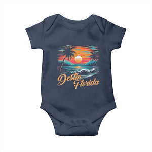 Destin Florida Beach Baby Onesie Retro Sunset Palm Tree Graphic TS12 Navy Print Your Wear