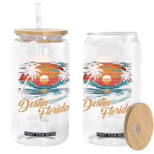 Destin Florida Beach Glass Can Retro Sunset Palm Tree Graphic TS12 Print Your Wear