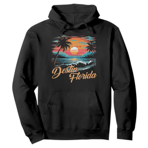 Destin Florida Beach Hoodie Retro Sunset Palm Tree Graphic