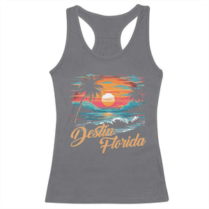 Destin Florida Beach Racerback Tank Top Retro Sunset Palm Tree Graphic