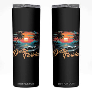Destin Florida Beach Skinny Tumbler Retro Sunset Palm Tree Graphic TS12 Black Print Your Wear