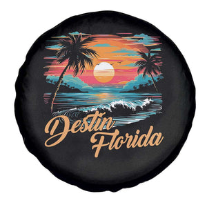 Destin Florida Beach Spare Tire Cover Retro Sunset Palm Tree Graphic TS12 Print Your Wear
