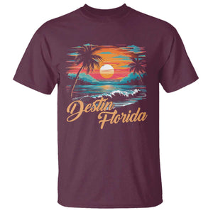 Destin Florida Beach T Shirt Retro Sunset Palm Tree Graphic