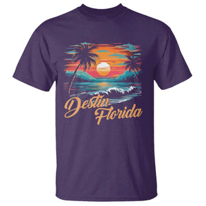 Destin Florida Beach T Shirt Retro Sunset Palm Tree Graphic