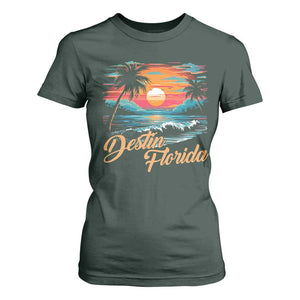 Destin Florida Beach T Shirt For Women Retro Sunset Palm Tree Graphic