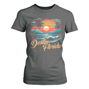 Destin Florida Beach T Shirt For Women Retro Sunset Palm Tree Graphic