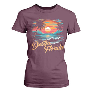 Destin Florida Beach T Shirt For Women Retro Sunset Palm Tree Graphic