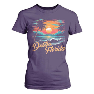Destin Florida Beach T Shirt For Women Retro Sunset Palm Tree Graphic