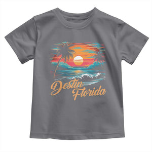 Destin Florida Beach Toddler T Shirt Retro Sunset Palm Tree Graphic TS12 Charcoal Print Your Wear