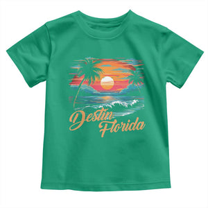 Destin Florida Beach Toddler T Shirt Retro Sunset Palm Tree Graphic TS12 Irish Green Print Your Wear