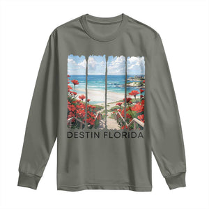 Destin Florida Long Sleeve Shirt Summer Travel Beach Vacation Gift TS12 Military Green Print Your Wear