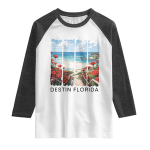 Destin Florida Raglan Shirt Summer Travel Beach Vacation Gift TS12 White Heather Charcoal Print Your Wear