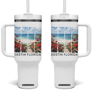 Destin Florida Tumbler With Handle Summer Travel Beach Vacation Gift TS12 One Size: 40 oz White Print Your Wear