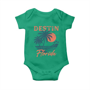 Vintage Destin Florida Beach Baby Onesie Sunset Palm Tree Graphic